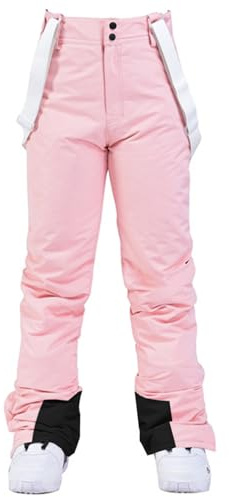 HOTIAN Pantalones de esquí para mujer, pantalones con tirantes, pantalones de snowboard, invierno, cálidos, impermeables, cortavientos, pantalones desmontables, pantalones térmicos, pantalones de