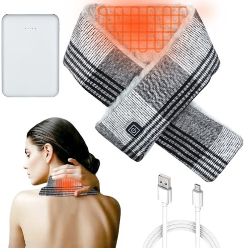 Sciarpa riscaldata per donne e uomini, cuscinetto riscaldante per il collo, 5000 mAh, per dolore al collo e alle spalle, tre impostazioni di temperatura (Grigio)
