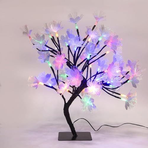 LED Fibre Optic Flower Tree Lamp USB Powered Table Night Light Artificial Bonsai Tree Lamp for Bedroom Living Room Decor Mothers Day Birthday Gift for Women Girls Multicolor