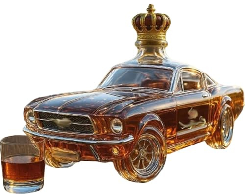 Whiskykaraff, 400 ml bilformad glasflaska, 3D sportbildesign för hemmabar, mustang sprit dispenseringsbehållare för dryckesfest