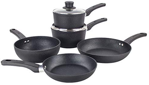 Scoville Pure Neverstick 5 Piece Cookware Set - Non Stick, Saucepans, Frying Pans & Wok, Dishwasher Safe, Aluminium