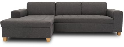 DOMO Collection Sugar - Divano ad angolo, imbottito, 266 x 162 x 80 cm, colore: Antracite
