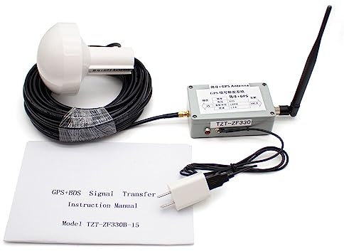 Toplionace Amplificateur Répéteur de Signal GPS Intérieur Transfert L1 BD2 Kit Complet avec Antenne de Réception Champignon 15m