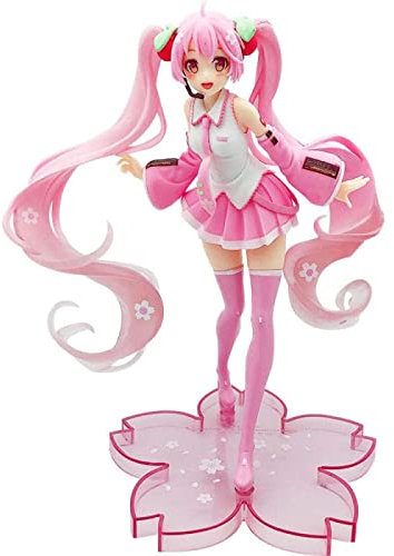 GREMBI Hatsune Miku Anime Model Anime Statue Sakura Hatsune Bag Pink Miku Pvc Movable Can Collectables Height: 20Cm
