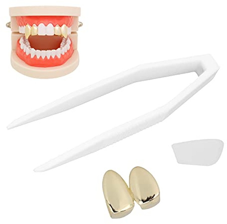 Dents en Argent, Argent Dents Grillsplating Dents Brace À La Mode Dents En Métal Décoration Bijoux Pour Halloween Partygold(Couleur or)