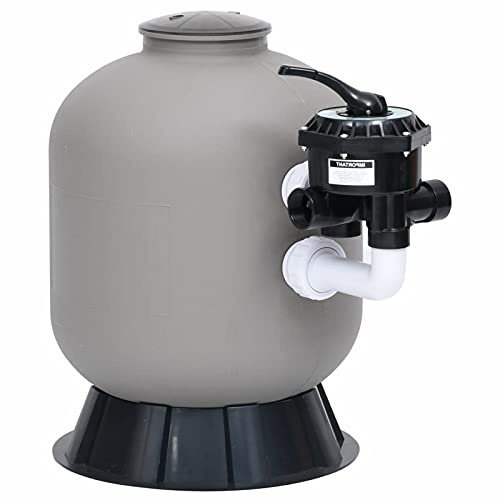 JUNZAI Filtro de Arena de Piscina válvula 6 vías Montaje Lateral, Depuradora Piscina, Depuradora Arena, Arena para Depuradora Piscina, Filtro De Arena para Piscina, Gris