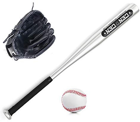 ERYUE Baseball-Set: Baseballbälle, Baseballschläger + Baseballhandschuhe - 25-Zoll-Aluminiumschläger, 10,5 Zoll PVC-Handschuh - für Jugendliche