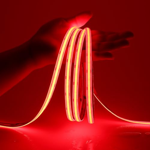 JOYLIT Striscia LED COB 12V Impermeabile IP65 6 Metri Rosso 320LEDs/M 4500LM CRI 90 Dimmerabile Adesiva Strip LED per RV, Barca, Camera (Senza Alimentazione)