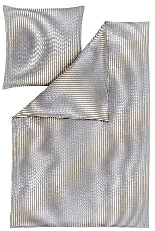 ESTELLA Mako Interlock 6996 - Biancheria da letto in jersey, 155 x 200 cm + 80 x 80 cm, colore: Argento 820