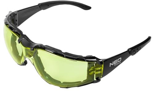 NEO TOOLS Occhiali protettivi da lavoro con inserto in gommapiuma, resistenti ai raggi UV e laterali, in diversi modelli (con inserto in schiuma, lenti gialle, classe di resistenza FT)