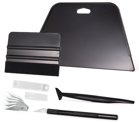 NEWISHTOOL Wallpaper Smoothing Tool Kit, Wallpaper Tools for Applying Peel and Stick Contact Paper Vinyl Film, Includes Big Smoothing Squeegee, Felt Scraper, Edge Tucking Stick, Craft Knife & Blades