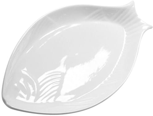 Cabilock Piatto da portata a forma di pesce, piatto in ceramica per alimenti, snack, antipasti, piatto da cena per casa, cucina, ristorante, 33 cm