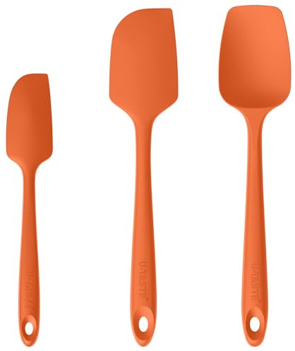 U-Taste silikonspatel 250 ℃ Hög Värmebeständig Uppsättning av 3 (Orange) | Sömlösa BPA-fria Flexibla Köksredskap för Matlagning, Bakning, Blandning och Nonstick, Köksredskap