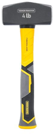TOUGH MASTER Club Hammer 4.0lb 1.8 kg Heavy Duty C45 Forged Steel Head Fiberglass Shaft Non Slip Grip Shock-Absorbing Handle TPR Finish Long Handled Extra Large Club Hammer Demolition Construction
