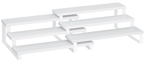 SONGMICS Gewürzregale, Küchenregale stehend, Küchen-Organizer, 2er Set, Holzwerkstoff, je 3 Ablagen, ausziehbar, stapelbar, für Speisekammer, Arbeitsplatte, schneeweiß-wolkenweiß KCS116W01