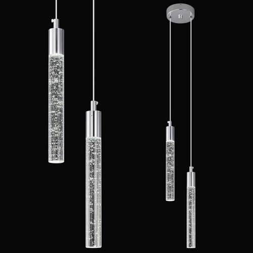 ZPBSJ Moderna lampada a sospensione a LED a forma di isola della cucina, colore cromato, mini lampada a sospensione (2 luci)