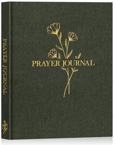 Lanpn Carnet Journal de Priere Chretienne, Livre de Priere et de Réflexions Bible Study, Cahier de Gratitude Prayer Journal Book, Christian Gift Cadeaux Religieux pour Femme, Vert