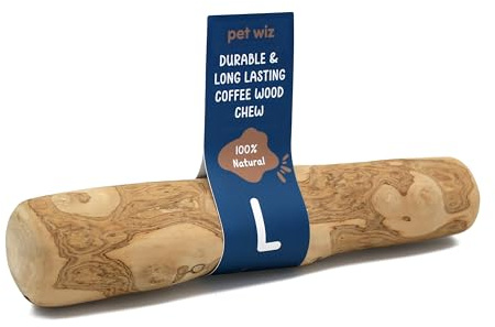 pet wiz Wood Dog Chews | Helps Oral Hygiene, Provides Mental Stimulation and Reduce Stress | Natural, Durable, and Sustainable (Large, Coffee Wood)