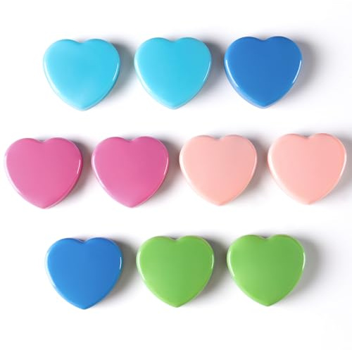 DUJEQM Fridge Magnets - 10 Pcs Heart Strong Magnet, Decorative Small magnets for Whiteboard, Crafts & Notice Boards - Heavy Duty Magnets Cute Mini Magnet for Adults, Office, Kitchen, School, 5 Colors