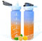 Borraccia 1 Litro, Borraccia Motivazionale Senza BPA, Borraccia Sportiva con Cannuccia e Orari per Bere, Borracce di Perdite per Ufficio, Bici, Campeggio, Scuola, Yoga, Palestra (Blu Arancione)