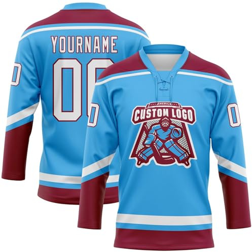 Camiseta Personalizada de Hockey sobre Hielo Personalizable con tu Nombre/número/Logotipo Camiseta de Hockey de Manga Larga Ropa para Aficionados al Hockey sobre Hielo Hombres Mujeres Jóvenes A03