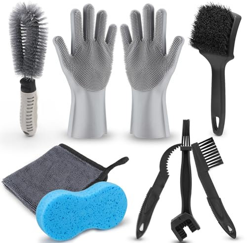 Fahrrad Reinigungsset Fahrrad Reinigungsbürste Fahrrad Putzset Fahrradbürstenset Kettenbürste Fahrradkette Kettenreiniger Fahrradkettenreinigungsgerät Fahrradpflege Set für Alle Fahrrädern