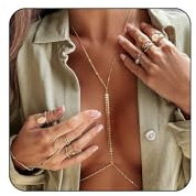 FloralGrace Körperketten für Frauen, Sexy Mehrschicht Bauch Taille Kette Bikini BH Kette, Sommer Strand Strass Körper Schmuc(E)