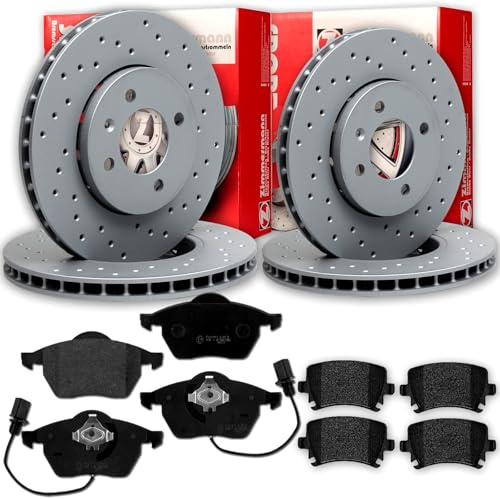BandelOne enthält Zimmermann Sport Bremsscheiben + Beläge vorne + hinten passend für A6 4F C6