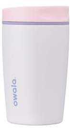 Owala SmoothSip Slider Ceramic-Lined Insulated Stainless Steel Coffee Tumbler, No Metallic Taste Reusable Travel Mug, Hot Iced Coffee Cup, BPA Free 12 oz, Candy Coated