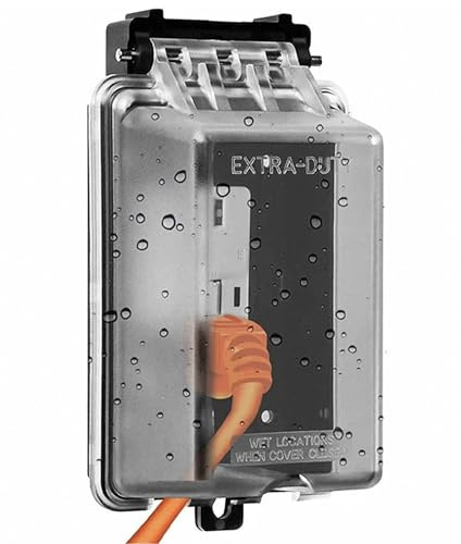 ENERLITES Outdoor Outlet Cover Extra-Duty in-Use Weatherproof Outdoor Decorator/GFCI Receptacle Outlets, Weatherproof Enclosure, 1-Gang 6.25” H x 3.5” W x 3.25” D, Clear Cover, IUC1V-D
