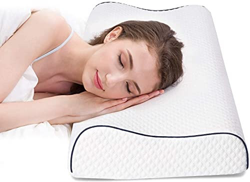Fityou Almohada Viscoelástica, Cervical, Almohada Ergonómica con Memoria para Dormir profundamente, Dos Opciones de Altura, Funda de Almohada Lavable, 60 x 35 cm