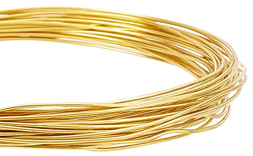 BENECREAT 10 m 1mm Rond Fil de cuivre Pur Fil de Laiton doré pour l'artisanat de Perles et la Fabrication de Bijoux
