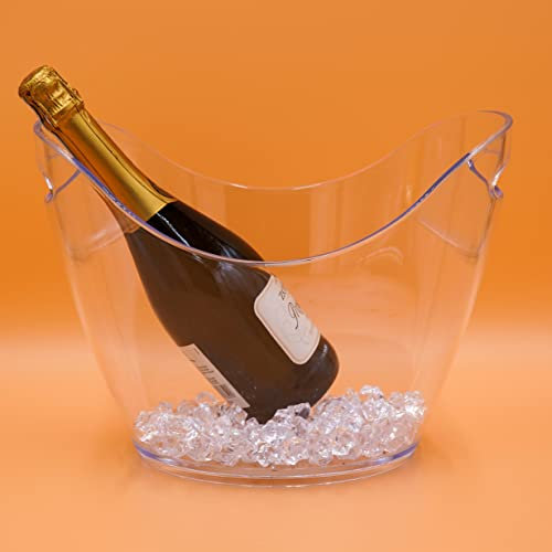 TradiNB Champagnerkühler Sektkühler Flaschenkühler, bruchsicherer Kunststoff spülmaschinenfest, transparent Maße: ca. 35 x 26 cm, ca. 6 Liter