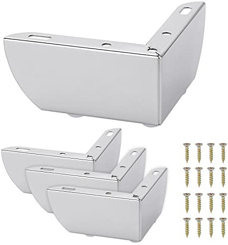 SUMNACON 4Pcs 5.5cm Metal Sofa Legs Furniture Feet Wardrobe Leg, Modern Solid Sofa Feet Cabinet Feet Table Legs for DIY Replacement (Silver)