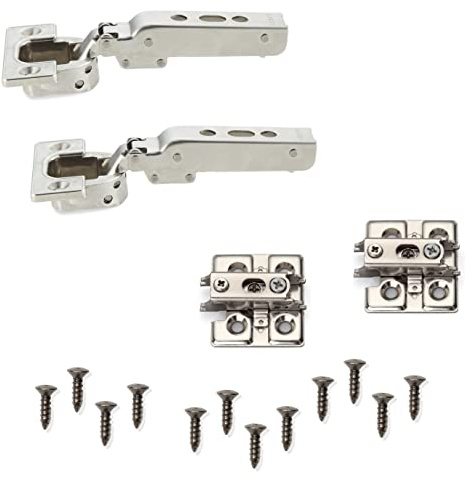 2 stycken möbelgångjärn J95 för extra tunga dörrar upp till 25 kg! Inklusive monteringsplattor, stängande, med stöd. Grytband för tung last, möbelband från LAMP®/Japan (nickel)