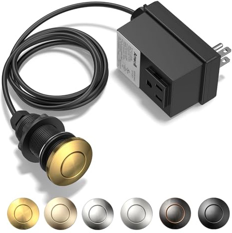 ANWOLL Garbage Disposal Air Switch Kit, Soft Brushed Gold Finish, Compatible with Moen Brushed Gold Faucets, UL Listed Sink Top Button, Universal Countertop Design