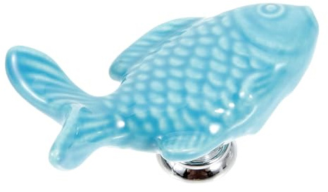 Veemoon Bouton de Tiroir en Céramique Forme Poisson Unique, Poignée Facile à Installer pour Armoire et Tiroir, Design Simple et Généreux, Cuisine et Maison