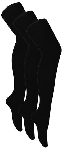 Sock Snob 3 Pairs Ladies Bamboo Tights Soft Plain Opague Tights | Warm Black Pantyhose (UK, Alpha, M, Regular, Regular, Black)