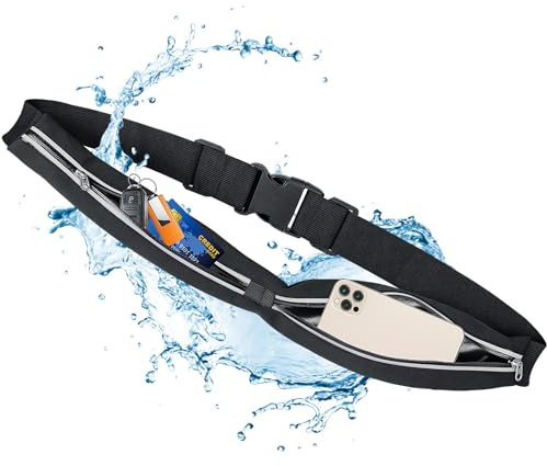 AiQInu Laufgürte, Handytasche Joggen, Laufgürtel Handy, Laufen Zubehör, Running Belt zum Joggen, Laufen, Sport, Fitness, Damen und Herren - Schwarz