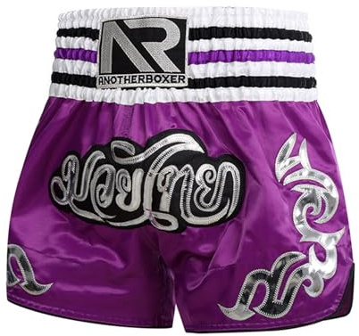 ARIASS Short MMA, Muay Thai, Arts Martiaux, Combat en Cage, BJJ, Boxe, Short de Combat Grappling pour Hommes Femmes Enfants(Purple,XL)