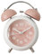 Doppelglockenwecker mit Nachtlicht, analoger Wecker für Kinder, großes Zifferblatt von 4 Zoll, ohne Ticken, geräuschlos, batteriebetrieben, Lauter Alarm, Reise-Uhr für Jungen und Mädchen (Rosa)