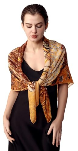 PoeticEHome Cashmere Scarf Wrap 36x36 Inch - Featherlight Artistic Large Square Shawl, Gift Packed
