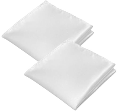 2 Stück unifarbene Taschentücher, Größe 22 x 22 cm, vorgefaltet, Herren Stofftaschentücher, weiß, Herren Taschentuch Set