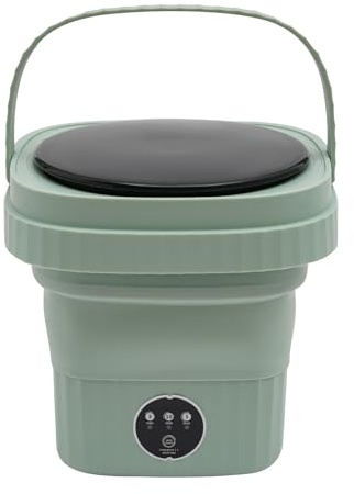 Dekltus Mini lavadora, 40 W, lavadora móvil con cesta de vaciado, 6 L, plegable para camping, lavandería, apartamento (verde)