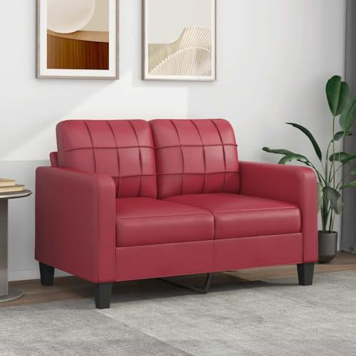 Emmtore Sofá de 2 plazas de Cuero sintético Rojo Vino 120 cm