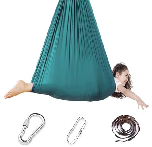 iPalamila Aerial Yoga Hängematte Set, Aerial Yoga Swing Air Fliegen, Nestschaukel, Yoga-Schaukel Hammock Swing 200 Kg Max. Tragfähigkeit Mit Beschläge, Anti-Gravity-Übungen(Grün,150x280CM) (1) (Grün)