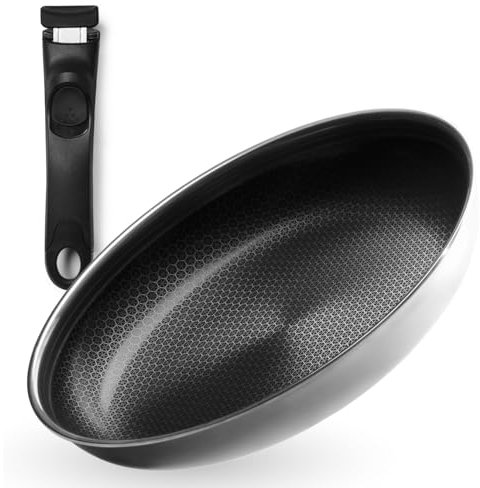 ONYX Bratpfanne 24 cm Mit Abnehmbarem Griff | Platzsparende Beschichtete Pfanne Induktion | Für Alle Herdarten | Kratzfest & Spülmaschinengeeignet | PFAS-frei & Ofenfest Bis 260°C