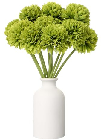 QUARKZMAN 10 st konstgjorda blommor boll krysantemum falska krysantemum bukett blommor siden falsk blomma för heminredning trädgård bröllopsfest, mörkgrön