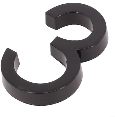 Targa con numero civico 3D lucido, per esterni, in resina ABS nera, per cassetta postale, appartamento, ufficio, luogo di lavoro (3)