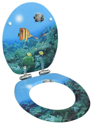 Genérico Tapa de váter WC de Cierre Suave MDF diseño Fondo Submarino,Bricolaje,Fontanería,Accesorios de baño y bidé,Asientos de inodoros y bidés-146916